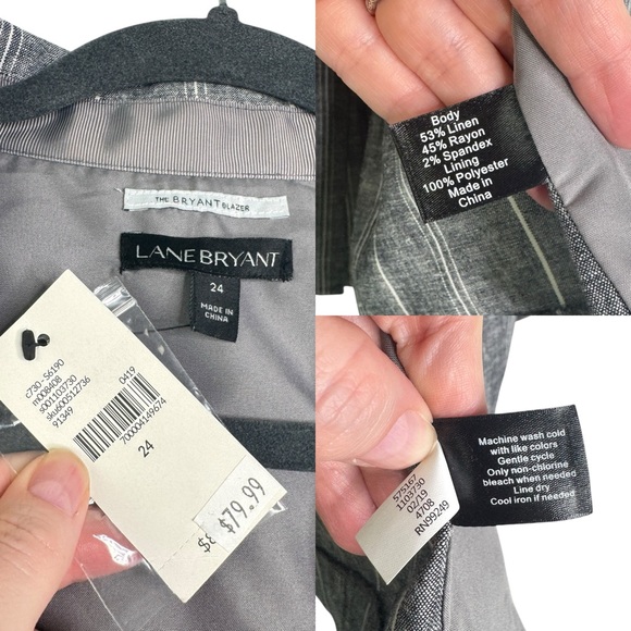 Lane Bryant NWT The Bryant Blazer Pinstripe Gray Plus Size 24 Career Business - Picture 3 of 16